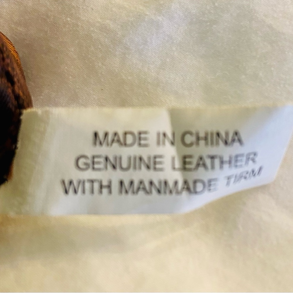 Genuine Leather Patchwork Stitched Brown Purse - image 6